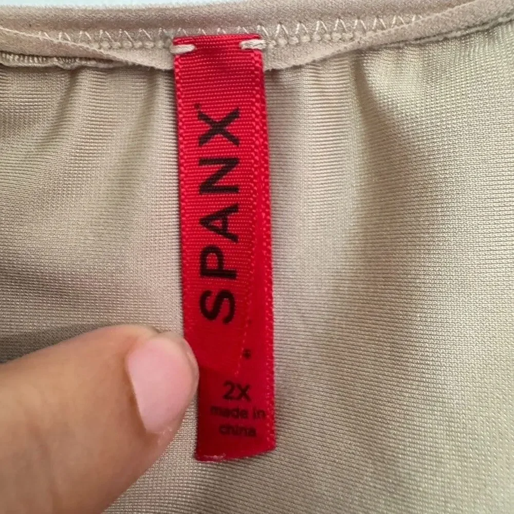 Spanx Slimplicity Open-Bust Mid Thigh Bodysuit Size 2X Nude Shape Wear Plus Size